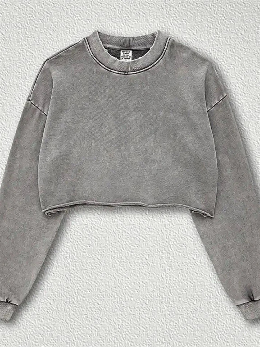 Sodalemon Light Gray Cropped Crewneck Sweatshirt